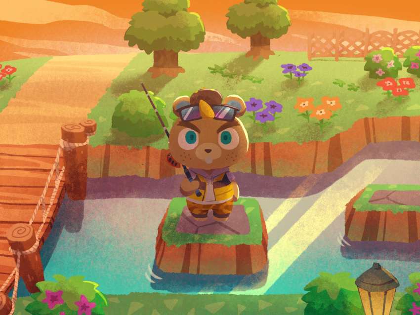 1boy, animal_crossing, animal_ears, backwards_hat, baseball_cap, beaver_ears, black_headwear, blonde_hair