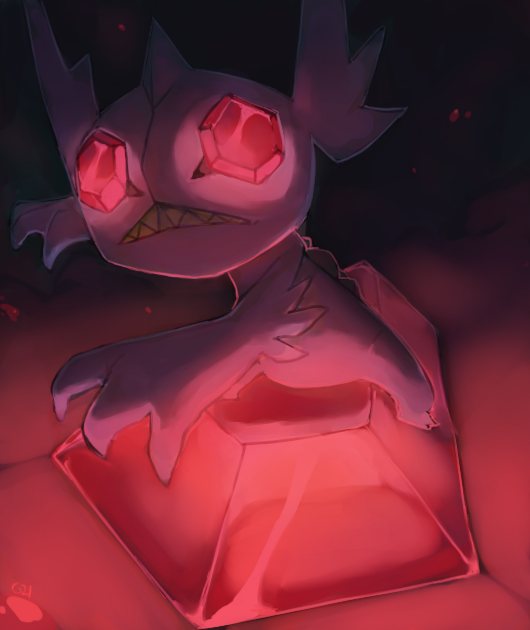 commentary, creature, dark, english_commentary, frown, full_body, gem, gen_3_pokemon
