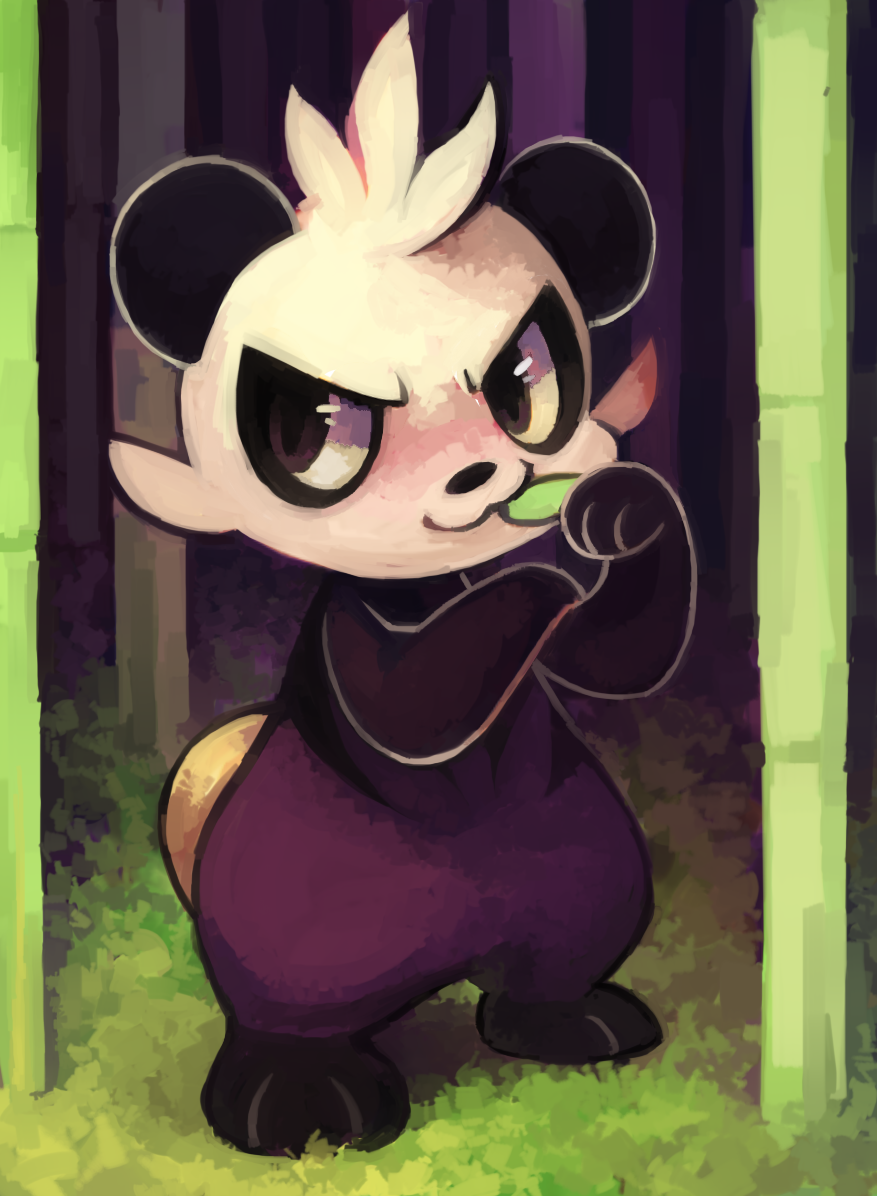 black_eyes, commentary, creature, english_commentary, extyrannomon, full_body, gen_6_pokemon, grass