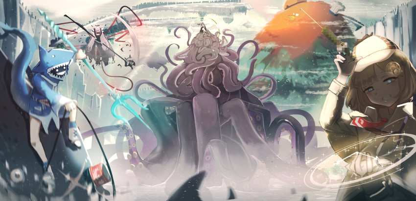 5girls, absurdres, analog_clock, bird, blonde_hair, bloop_(gawr_gura), blue_eyes, censored