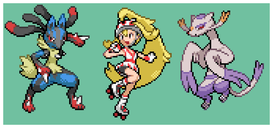 1girl, commentary_request, fighting_stance, gen_4_pokemon, gen_5_pokemon, green_background, holding, holding_poke_ball