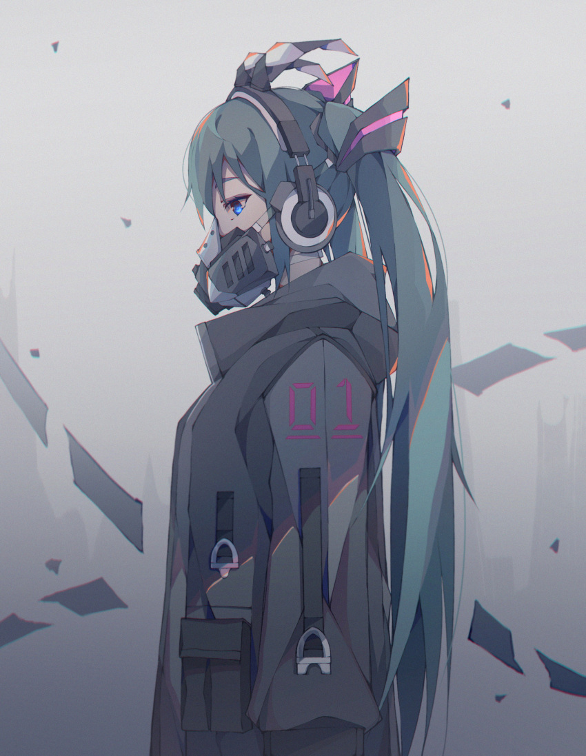 1girl, absurdres, blue_eyes, blue_hair, clothing_request, commentary_request, eyebrows_behind_hair, from_side