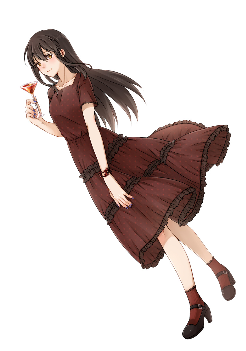 1girl, akagi_(kantai_collection), asakawa_shinka, bangs, black_footwear, blush, bracelet, brown_eyes