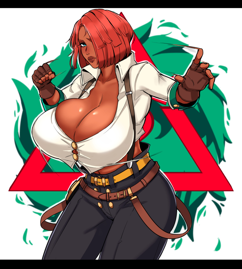 1girl, absurdres, alecto_0, belt, black_pants, blue_eyes, breasts, brown_belt