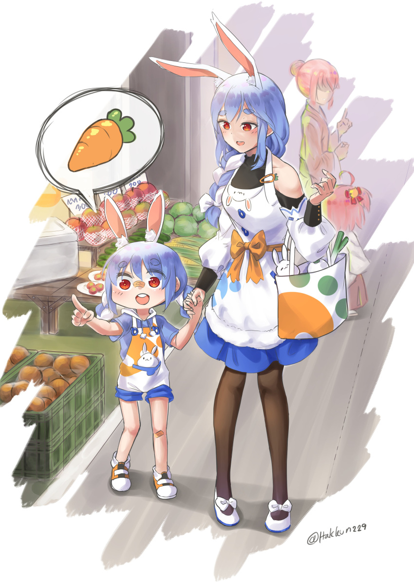 4girls, absurdres, ahoge, animal_ears, bag, bandaid, bandaid_on_knee, bandaid_on_nose
