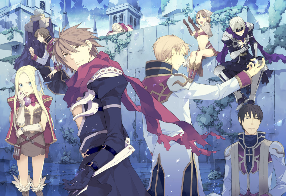 3girls, 6+boys, armor, assassin_cross_(ragnarok_online), back, bandana, bangs, black_blindfold