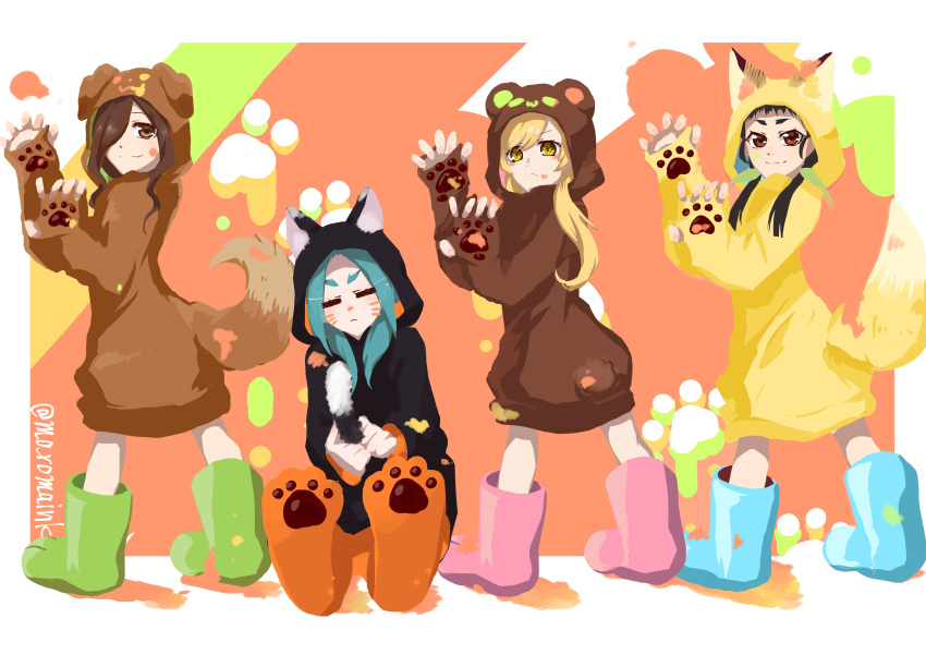 4girls, absurdres, animal_costume, animal_ears, bear_costume, bear_ears, cat_costume, cat_ears