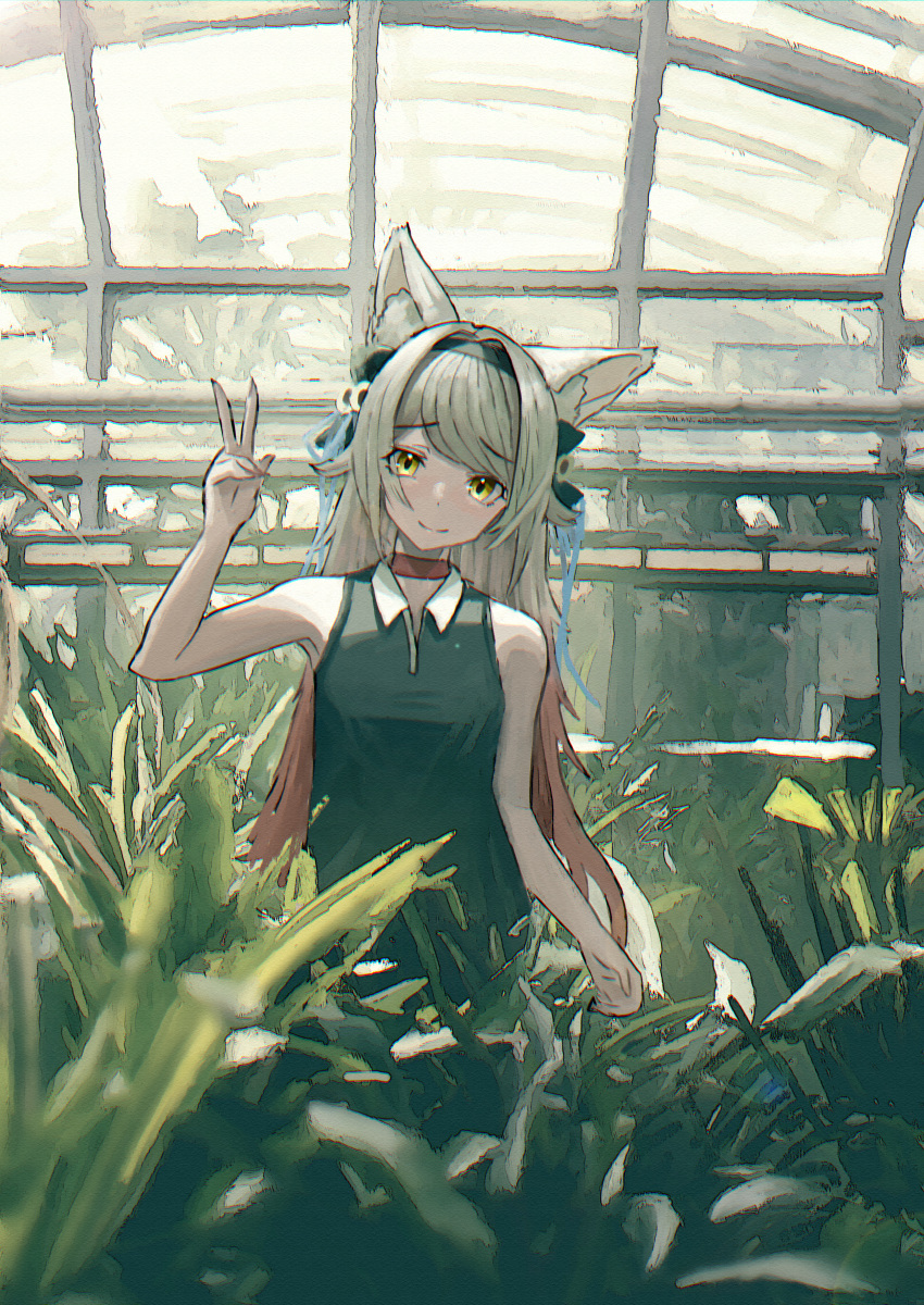 1girl, absurdres, animal_ear_fluff, animal_ears, bangs, bare_arms, bare_shoulders, black_dress