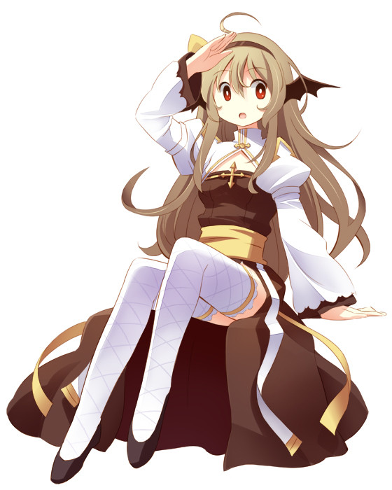 1girl, ahoge, archbishop_(ragnarok_online), bangs, black_dress, black_footwear, brown_hair, commentary_request