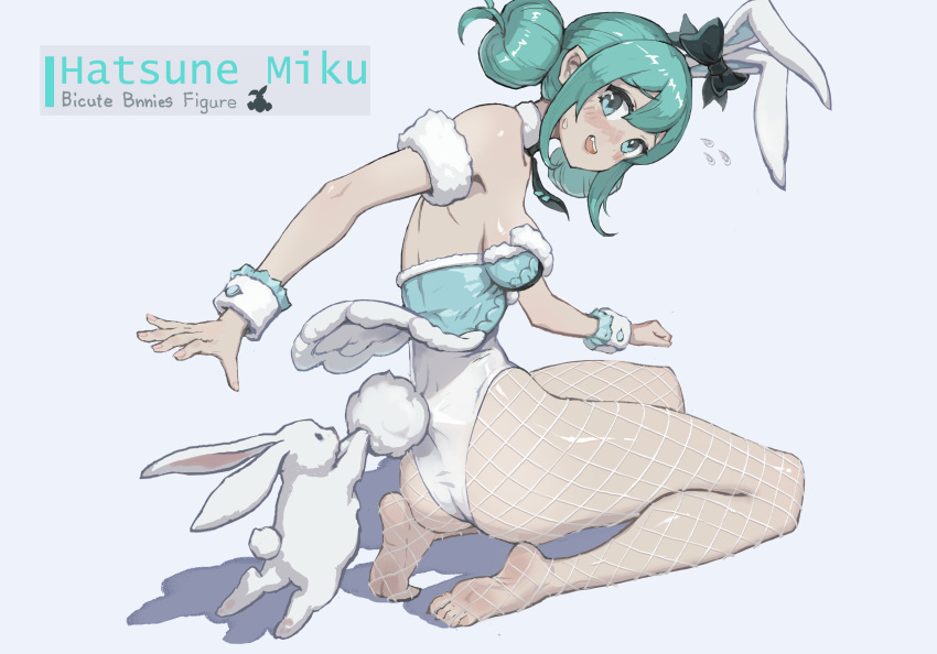 1girl, 8bitgoblin8, absurdres, animal_ears, aqua_eyes, aqua_hair, aqua_leotard, bangs