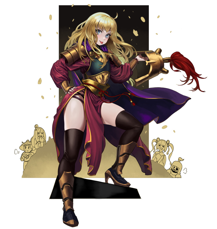 2boys, 3girls, absurdres, ahoge, anger_vein, armor, armored_boots, bangs