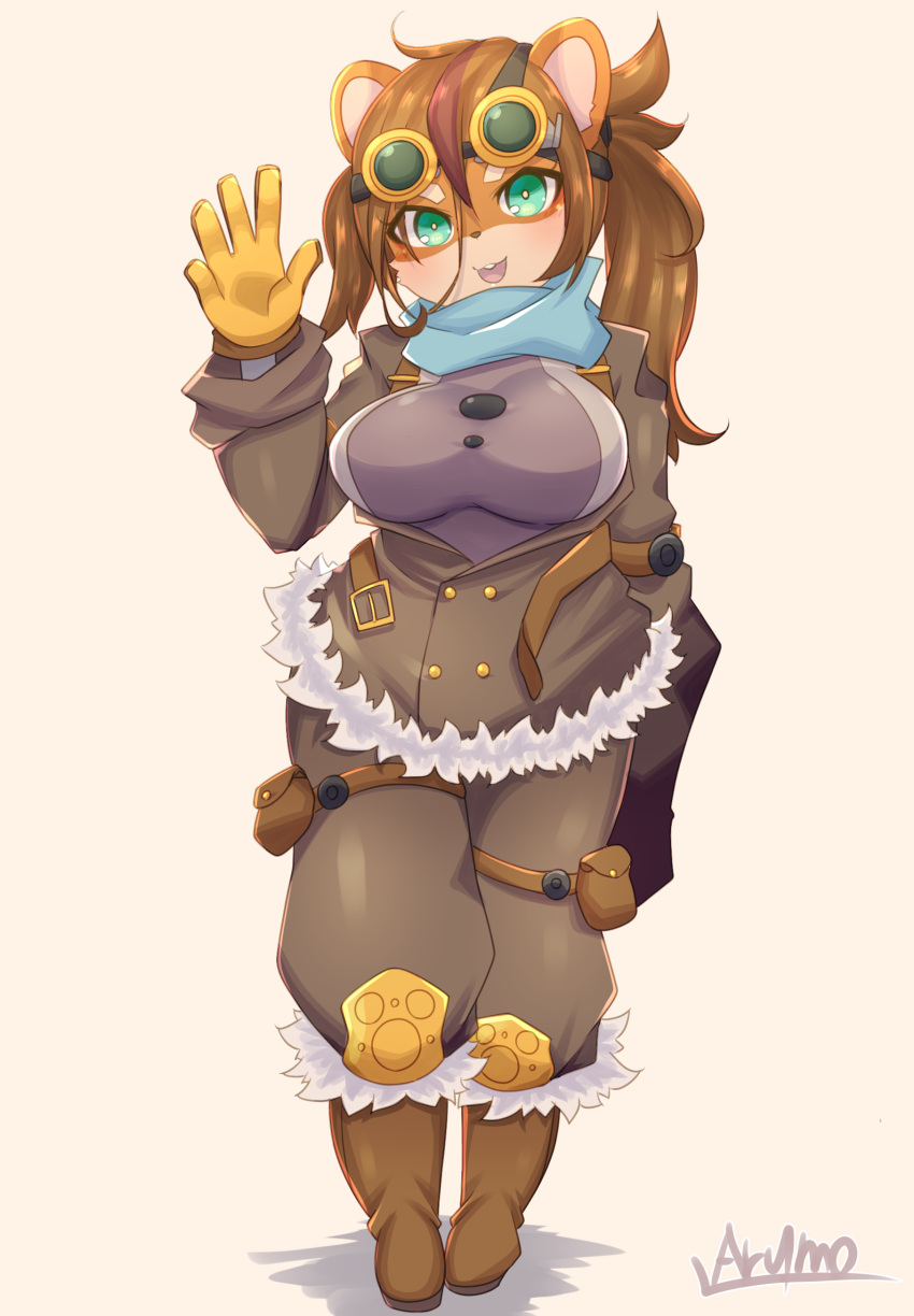 1girl, :3, absurdres, animal_ears, artist_name, bangs, belt, blue_scarf