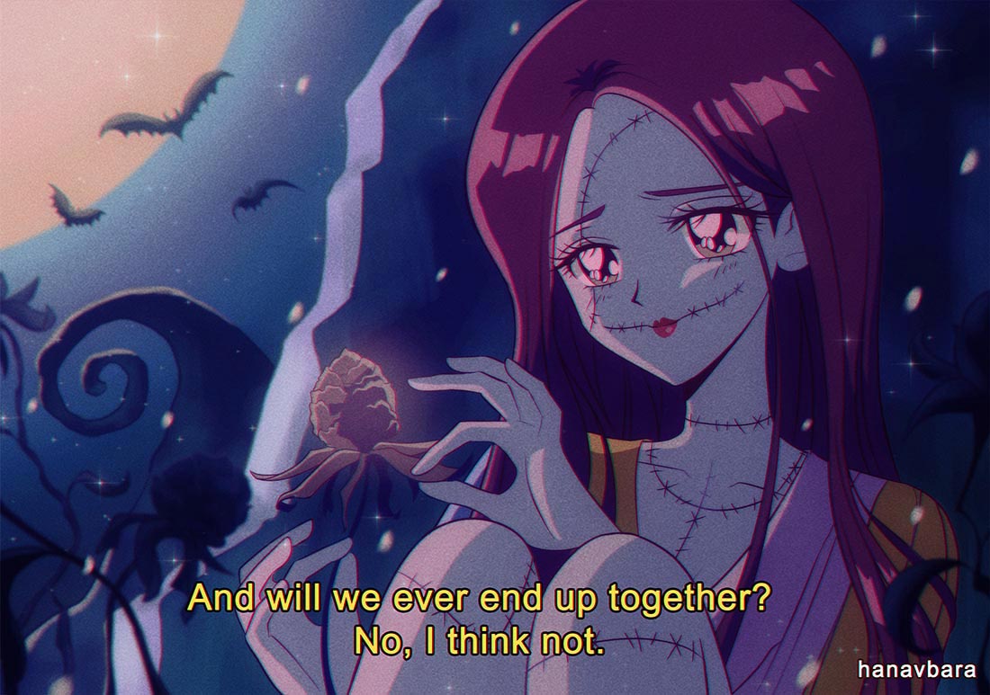 1980s_(style), 1girl, artist_name, bat, colored_skin, english_commentary, english_text, film_grain