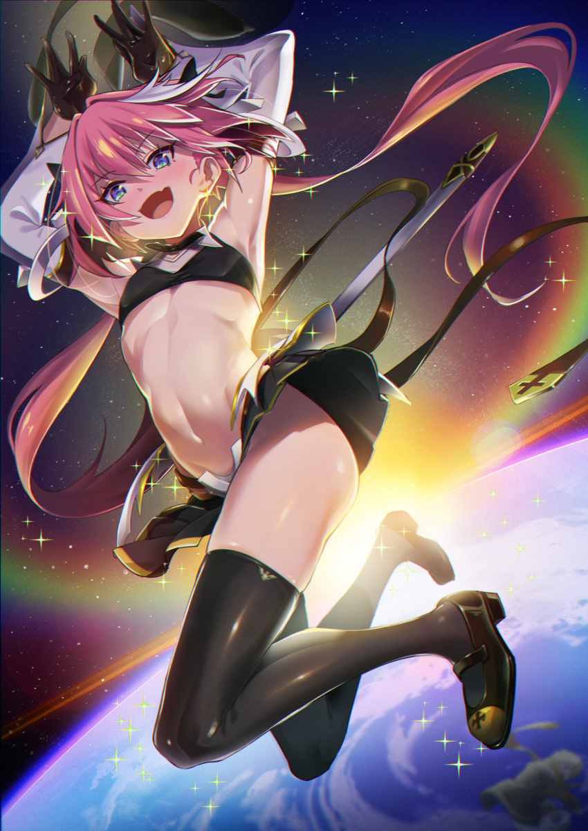 1boy, armpits, astolfo_(fate), astolfo_(saber)_(fate), bare_shoulders, belt, black_bow, black_gloves