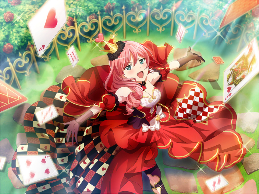 dress, long_hair, pink_hair, red_eyes, shoujo_kageki_revue_starlight, tsuruhime_yachiyo