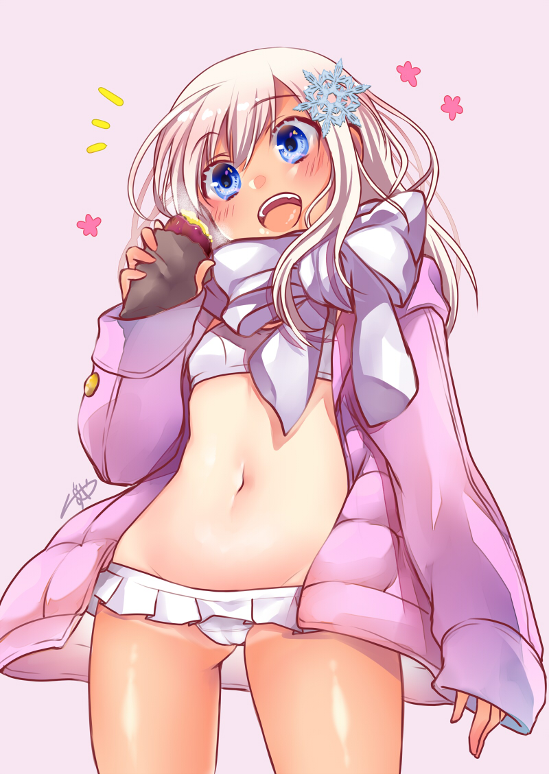 1girl, ass_visible_through_thighs, bikini, bikini_skirt, blonde_hair, blue_eyes, blush, breasts