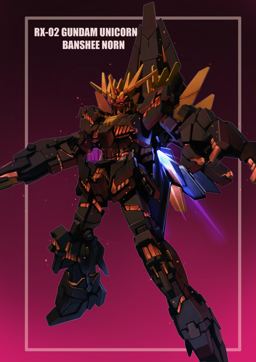 absurdres, brayanong999, character_name, claw_(weapon), floating, glowing, glowing_eyes, gundam