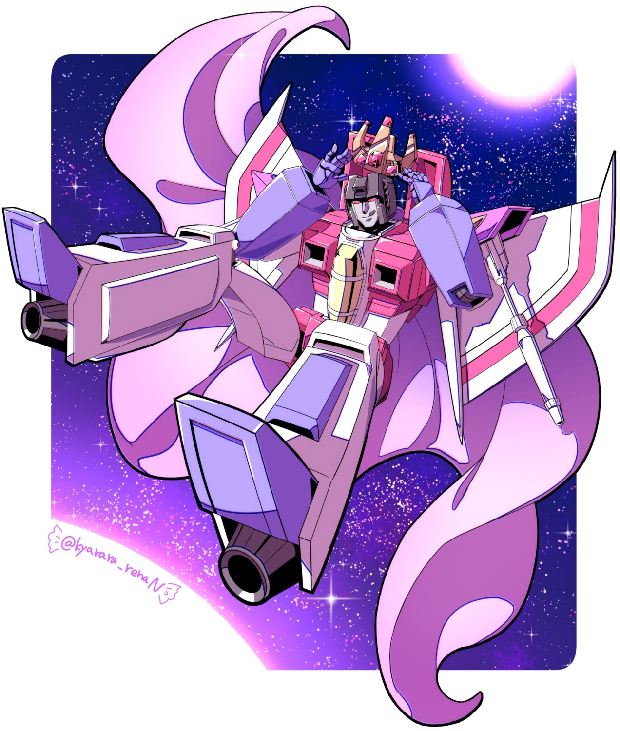 1boy, airplane_wing, arm_cannon, artist_name, cape, crown, decepticon, floating