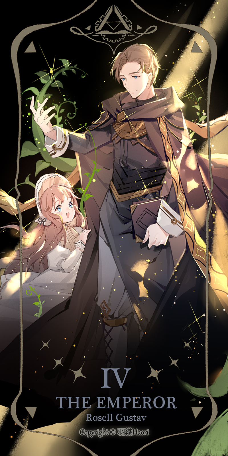 1boy, 1girl, aqua_eyes, bernadette_gustav, blue_eyes, blush, book, brown_hair