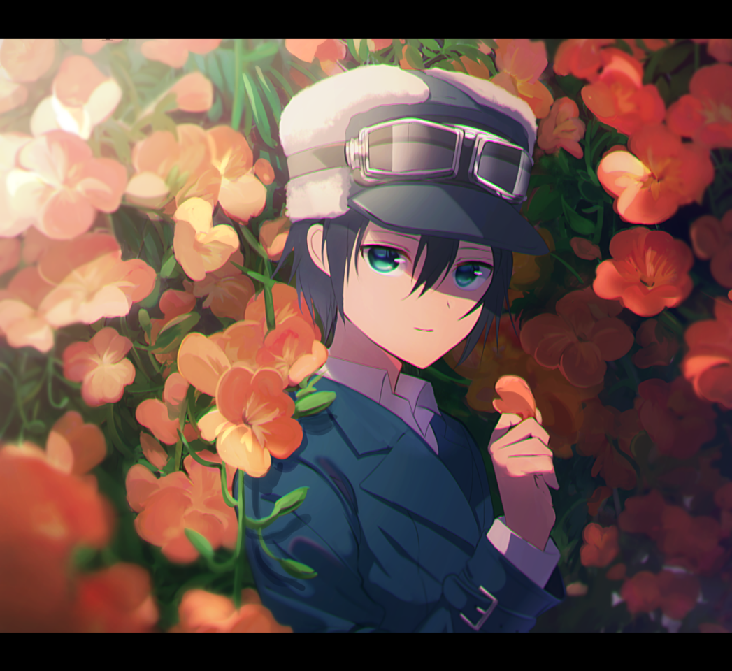 androgynous, bangs, black_hair, blurry, blurry_foreground, closed_mouth, commentary, depth_of_field