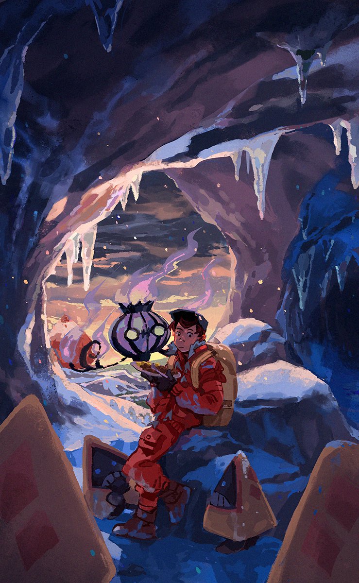 1boy, backpack, bag, black_gloves, black_headwear, boots, brown_footwear, brown_hair