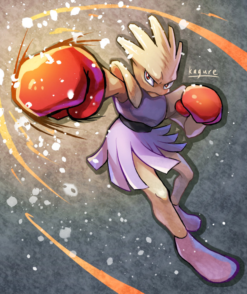clenched_hands, closed_mouth, commentary_request, full_body, gen_1_pokemon, highres, hitmonchan, kagure_(karaguren)