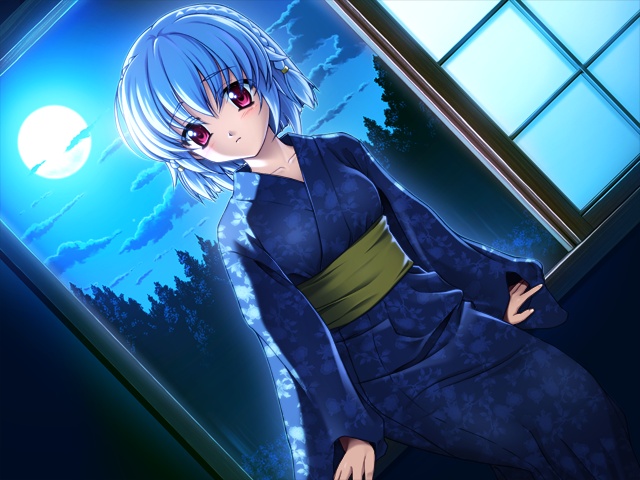 ayakashi_h, blue, blue_hair, blush, braid, dutch_angle, game_cg, japanese_clothes