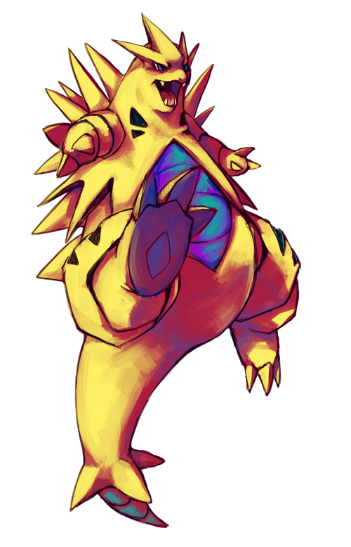 blue_eyes, commentary, creature, english_commentary, fangs, full_body, gen_2_pokemon, no_humans