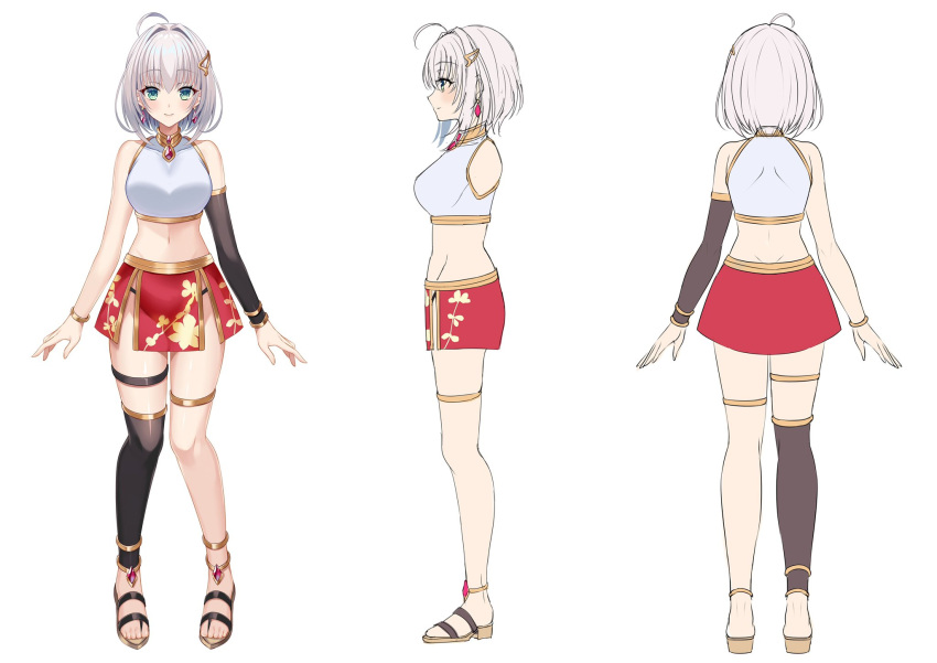 1girl, anklet, bracelet, character_sheet, earrings, full_body, hair_ornament, hairclip