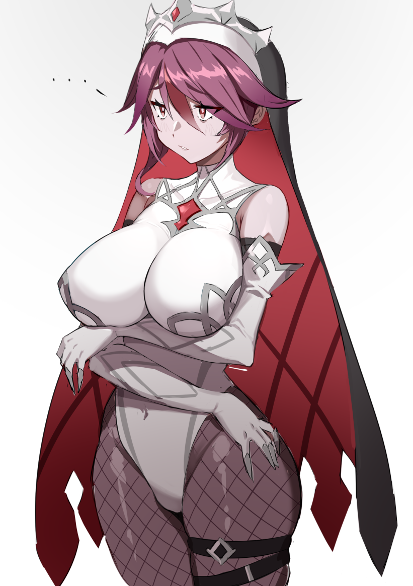 ..., 1girl, arm_between_breasts, bangs, between_breasts, breasts, claws, detached_sleeves