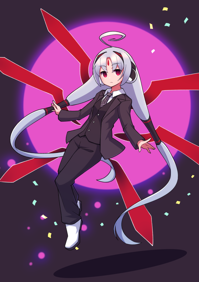 1girl, ahoge, bangs, blazer, buttons, collared_shirt, commentary, commission