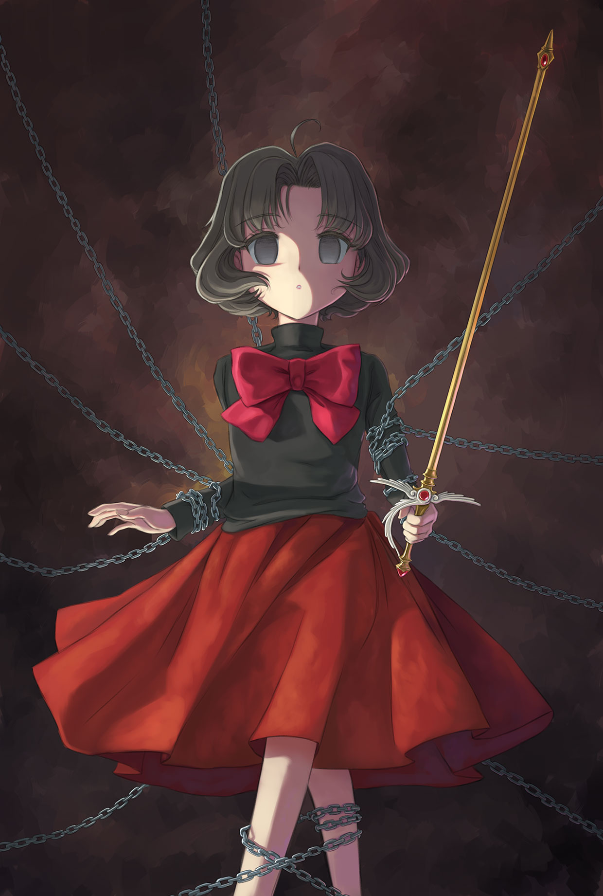 1girl, cardcaptor_sakura, highres, rapier, sasaki_rika, sword, sword_(clow_card), tauke