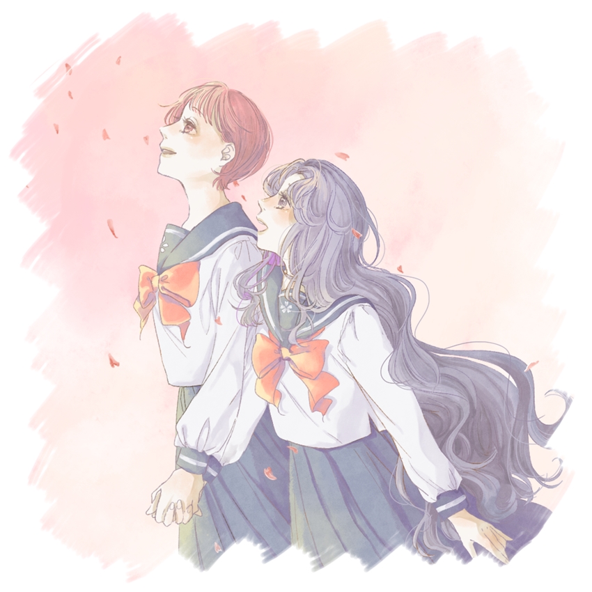 autumn, autumn_leaves, cardcaptor_sakura, daidouji_sonomi, kinomoto_nadeshiko, mymtx, school_uniform