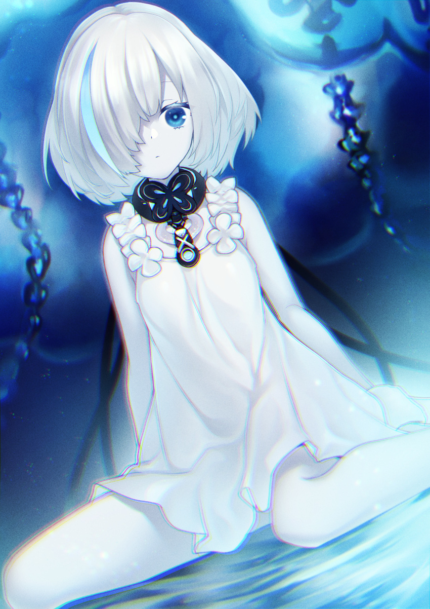 1girl, absurdres, afloat, azur_lane, bangs, bare_legs, barefoot, blue_eyes
