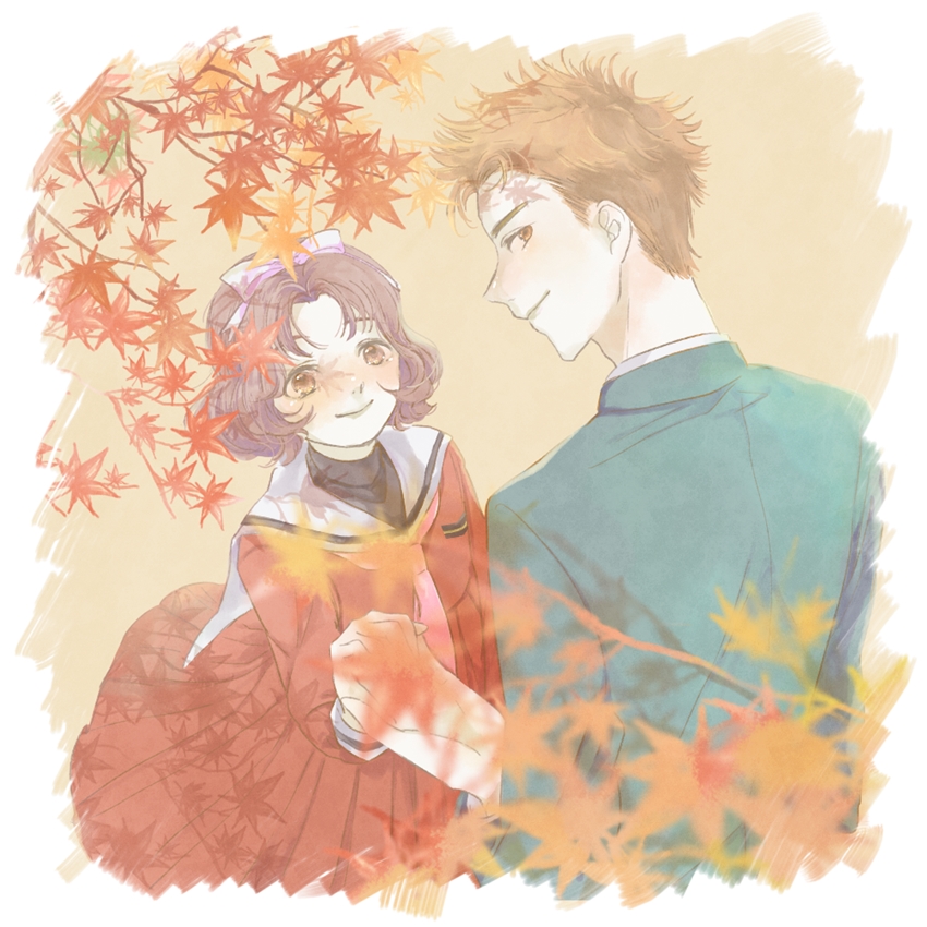 autumn, autumn_leaves, cardcaptor_sakura, mymtx, sasaki_rika, school_uniform, terada_yoshiyuki