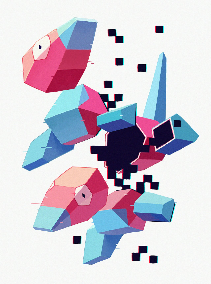black_eyes, bluekomadori, commentary, english_commentary, film_grain, gen_1_pokemon, glitch, grey_background