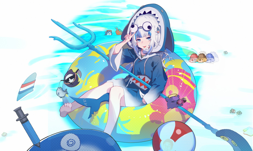 1girl, @_@, absurdres, alphabet_blocks, animal_hood, ball, bangs, barefoot