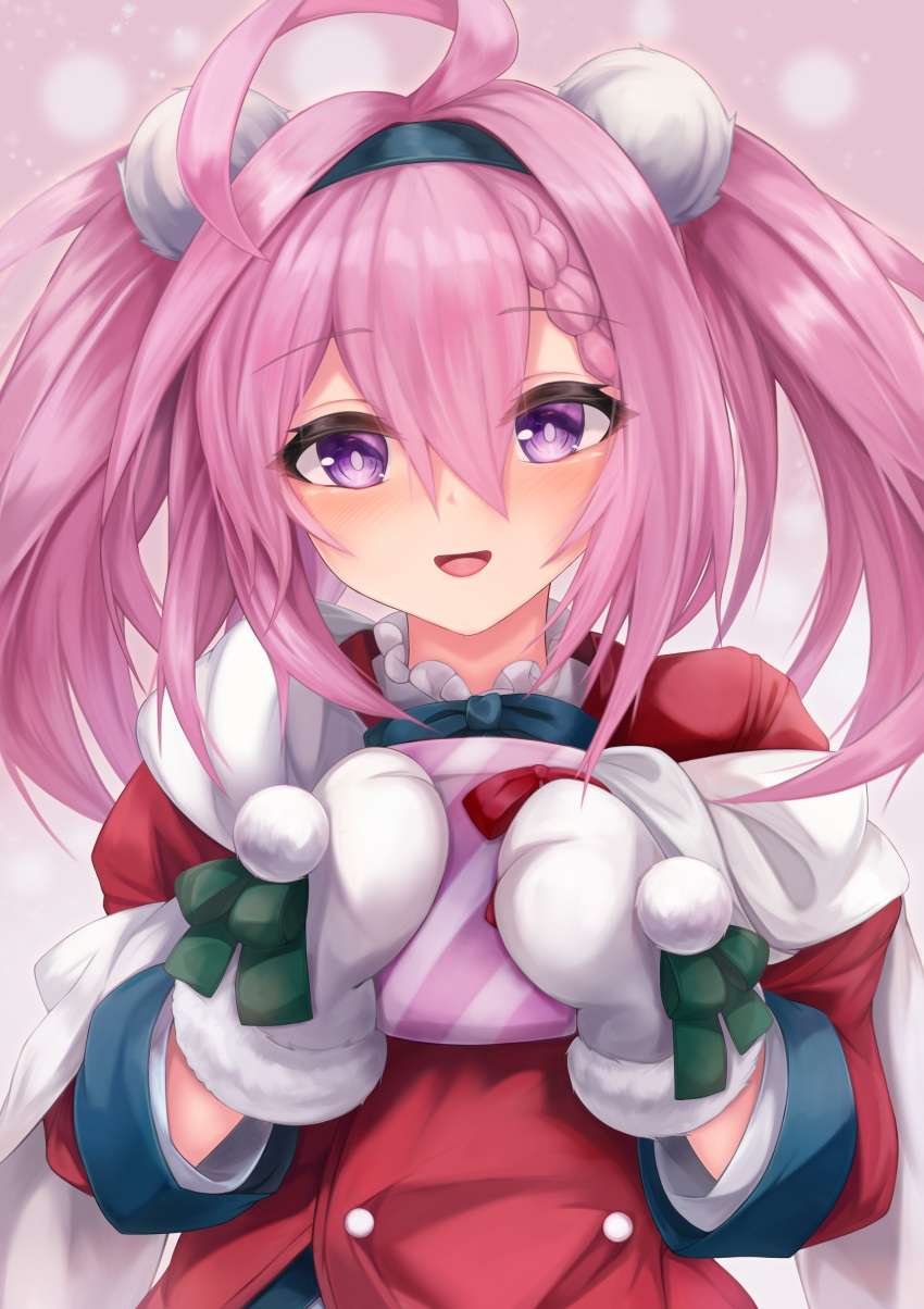 1girl, :d, absurdres, ahoge, azur_lane, bangs, black_hairband, bow