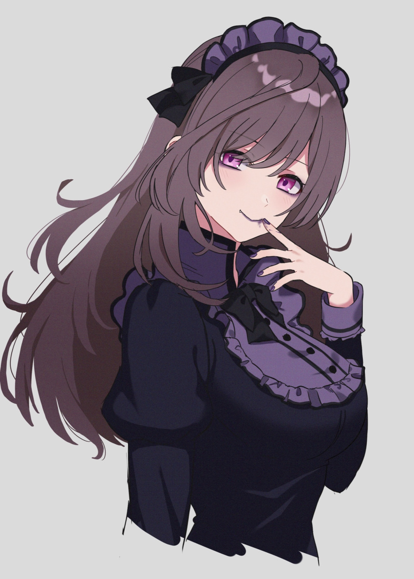 0-toki, 1girl, blush, bow, bowtie, breasts, brown_hair, eyebrows_visible_through_hair