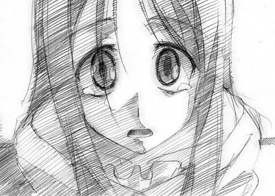 fumika, mikawa_fumika, monochrome, shigofumi, sketch, traditional_media, translation_request
