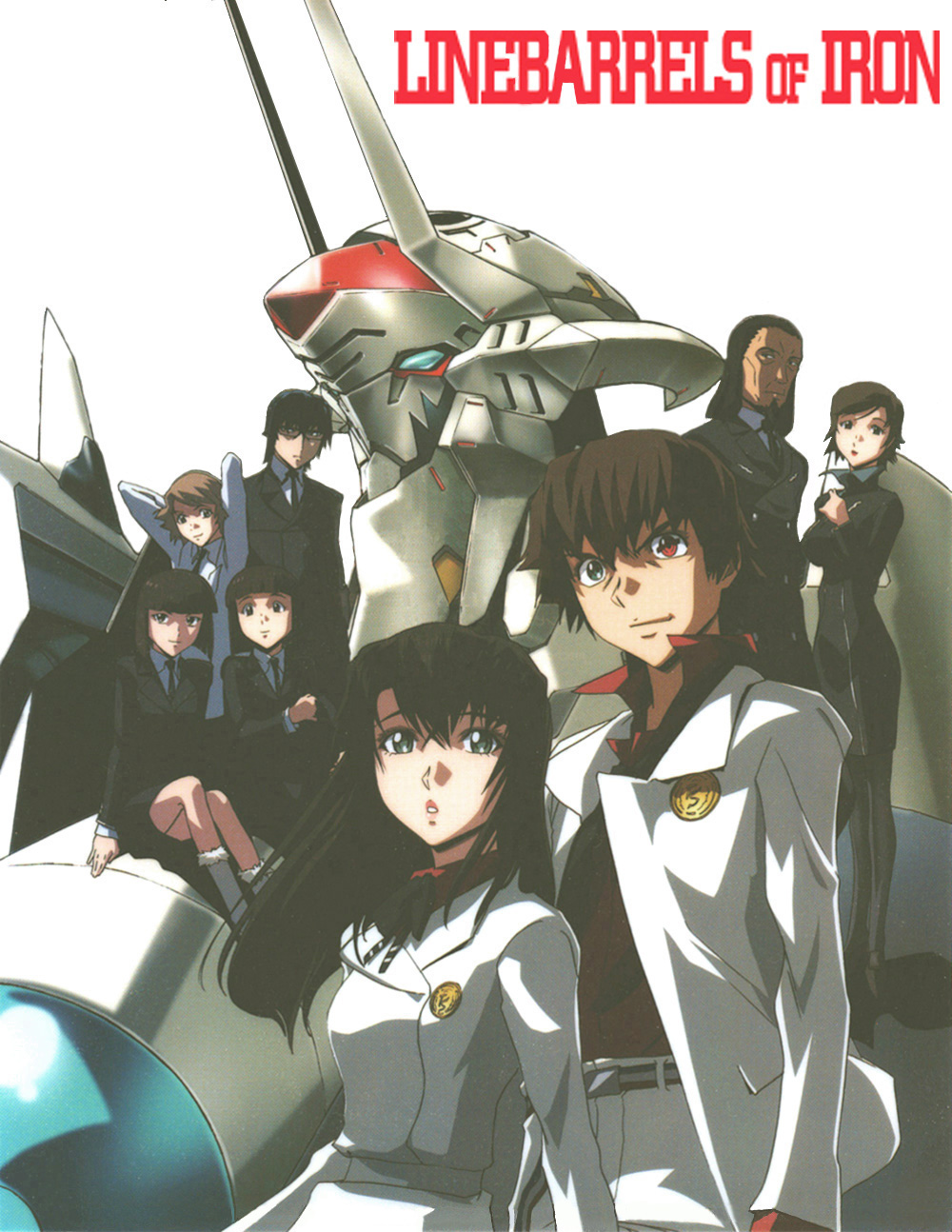 arms_behind_head, bangs, beard, belt, black_hair, blunt_bangs, bob_cut, breasts