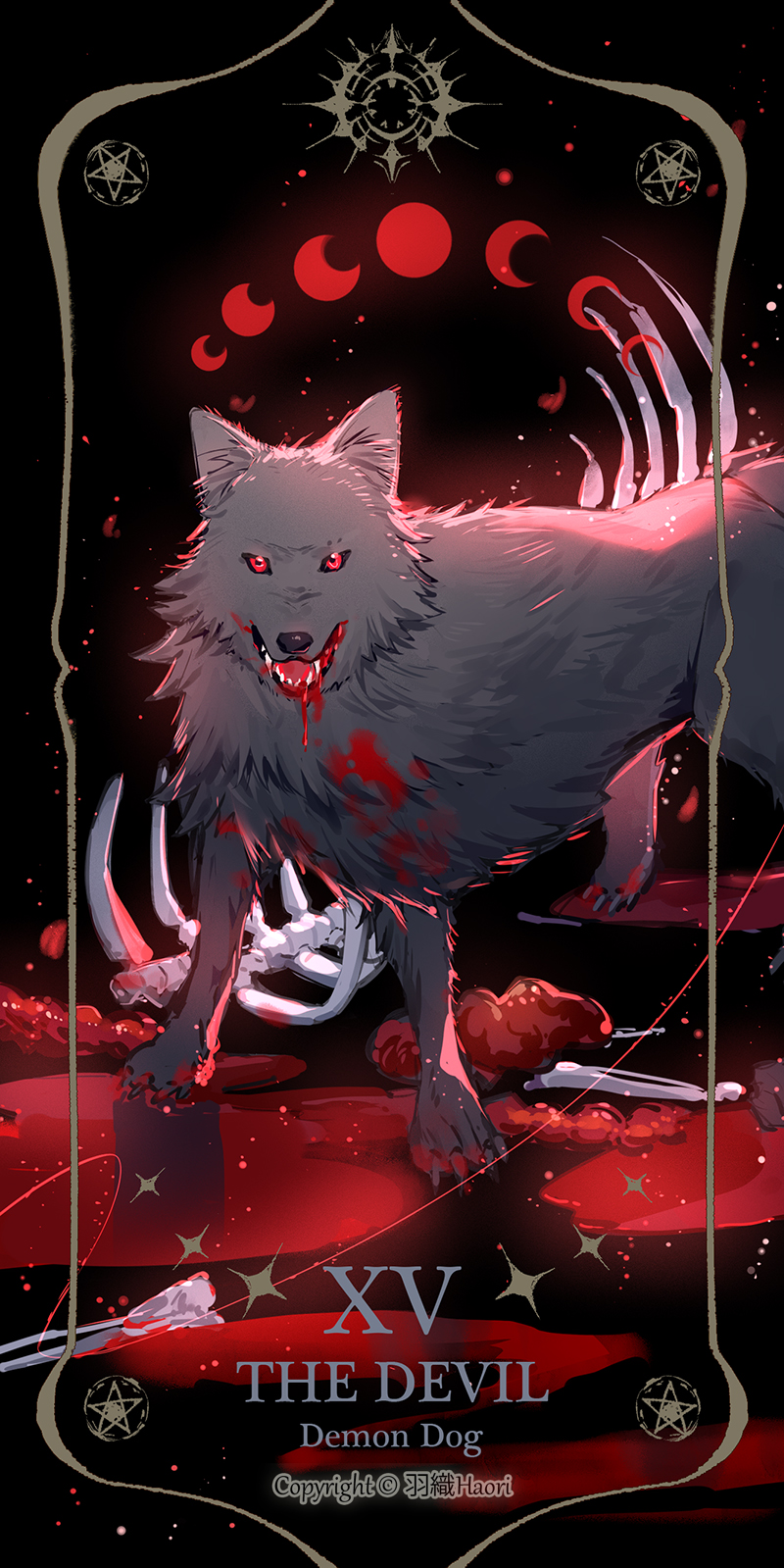 animal_ears, blood, bone, claws, demon, dog, dog_ears, dog_tail