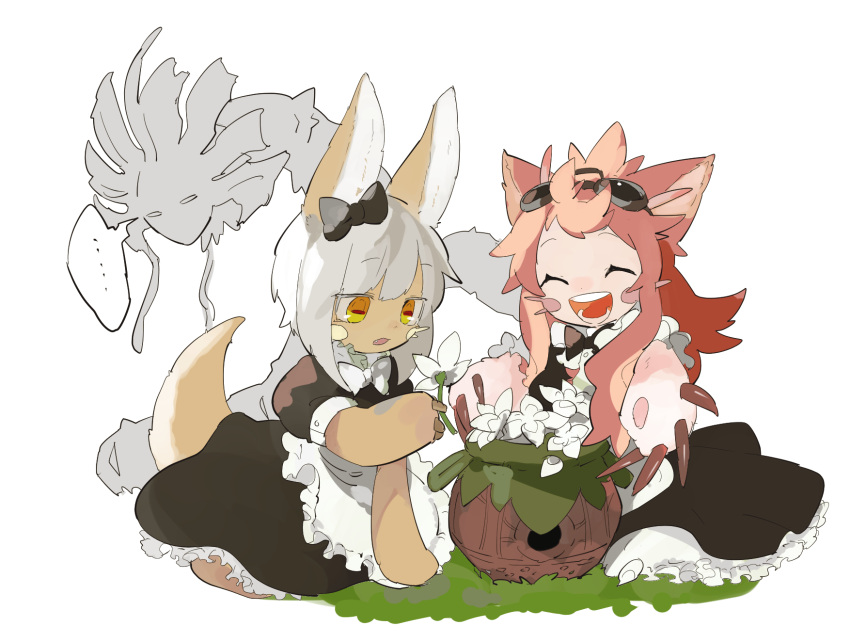 ..., 1girl, 1other, alternate_costume, animal_ears, apios1, apron, bangs