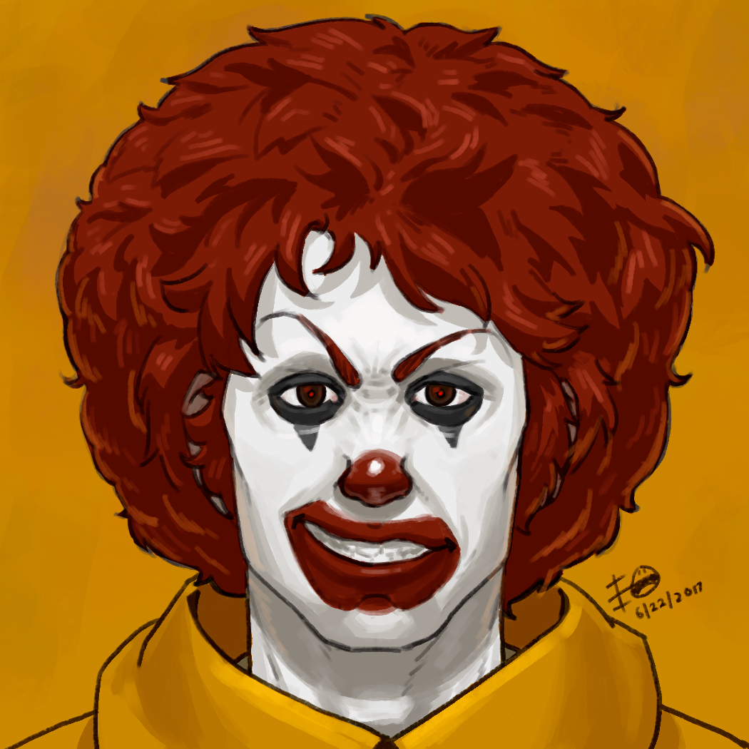 1boy, afro, amuscaria, artist_name, brown_eyes, clown, colored_skin, commentary