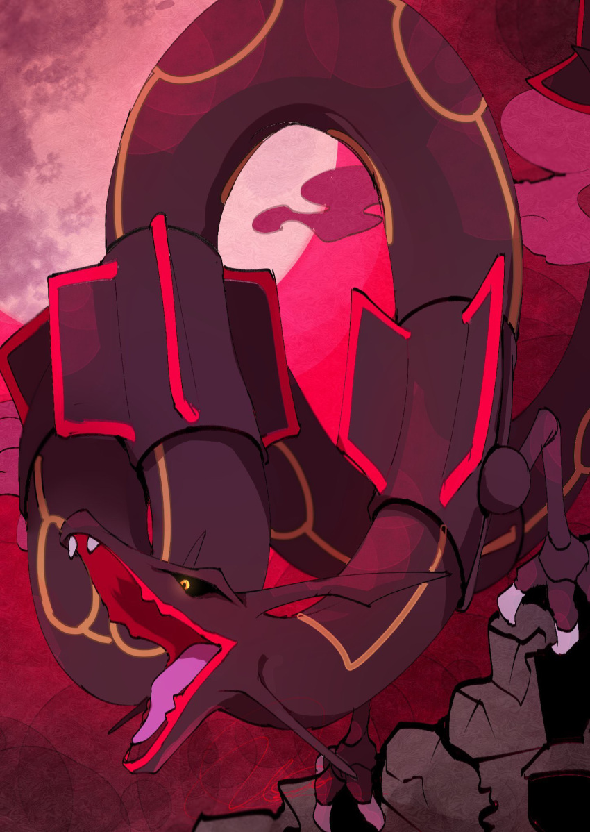alternate_color, black_sclera, claws, commentary_request, dragon, eastern_dragon, gen_3_pokemon, glowing