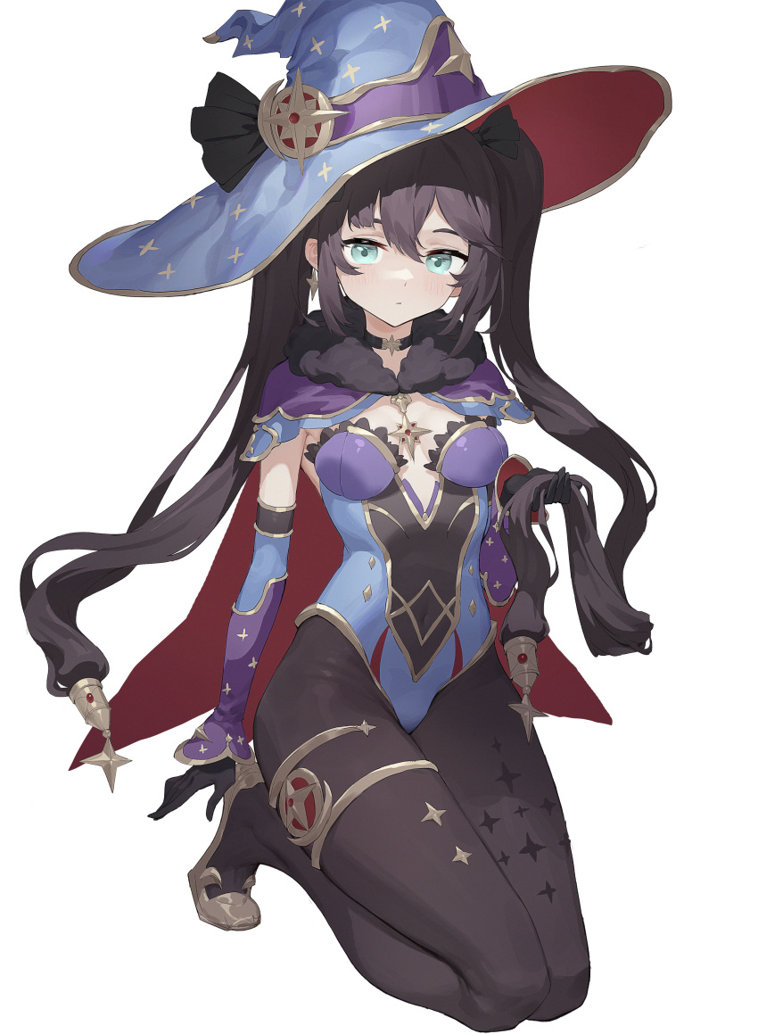 1girl, absurdres, aqua_eyes, black_legwear, blush, bodysuit_under_clothes, bow, breasts