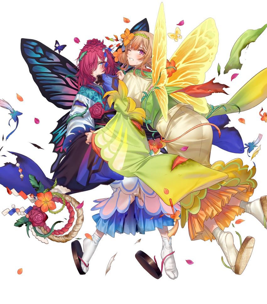 1girl, bangs, blonde_hair, blue_hair, fairy_wings, fire_emblem, fire_emblem_heroes, full_body