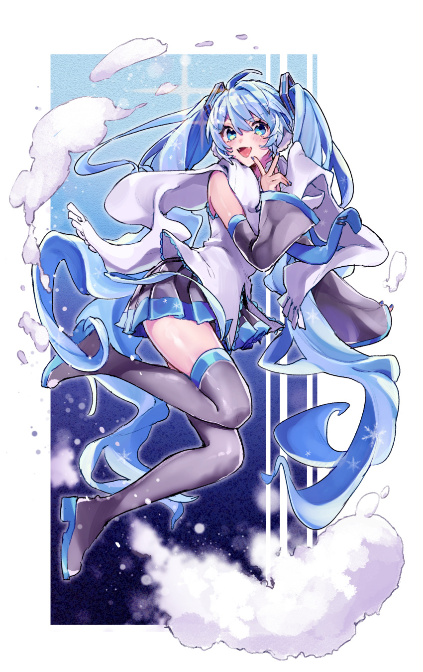 1girl, absurdly_long_hair, absurdres, bare_shoulders, blue_eyes, blue_hair, blue_nails, blue_neckwear