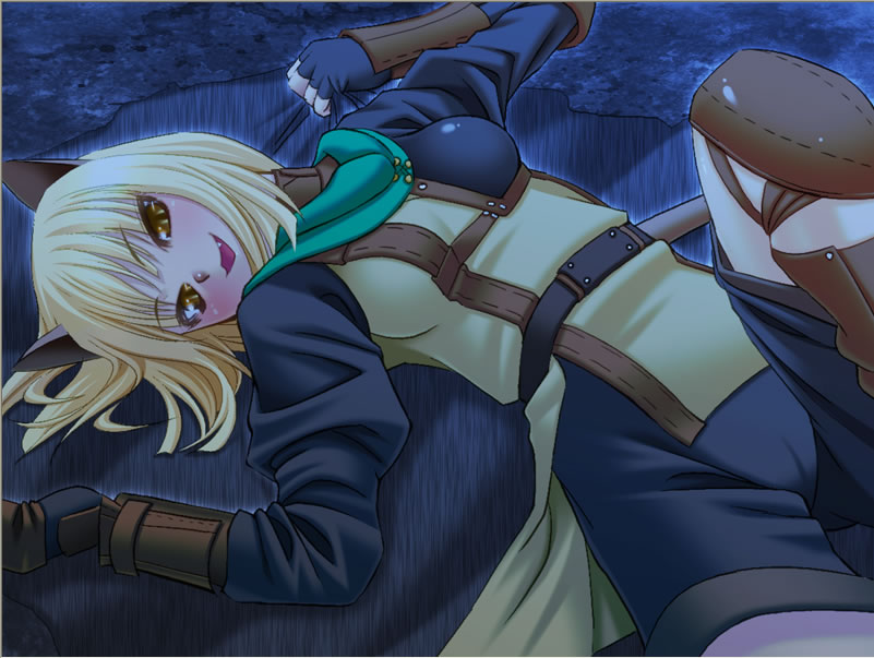 asymmetrical_clothes, cat_ears, dang, fang, final_fantasy, final_fantasy_xi, mithra, solo