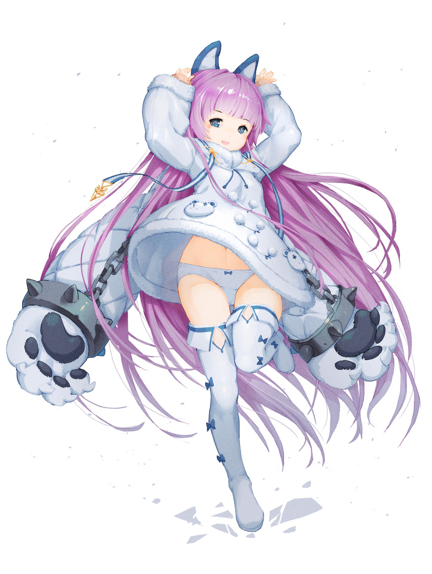 1girl, animal_ears, azur_lane, bangs, bear_paws, blue_eyes, bluesnail, blunt_bangs
